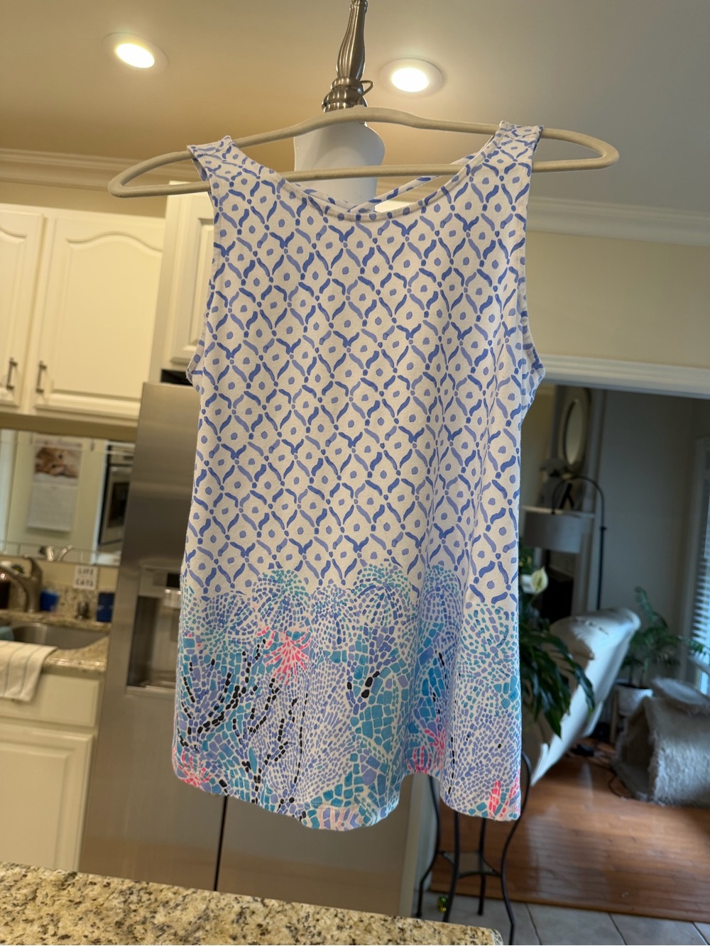 Lilly Pulitzer Blue & White Printed Sleeveless Tank